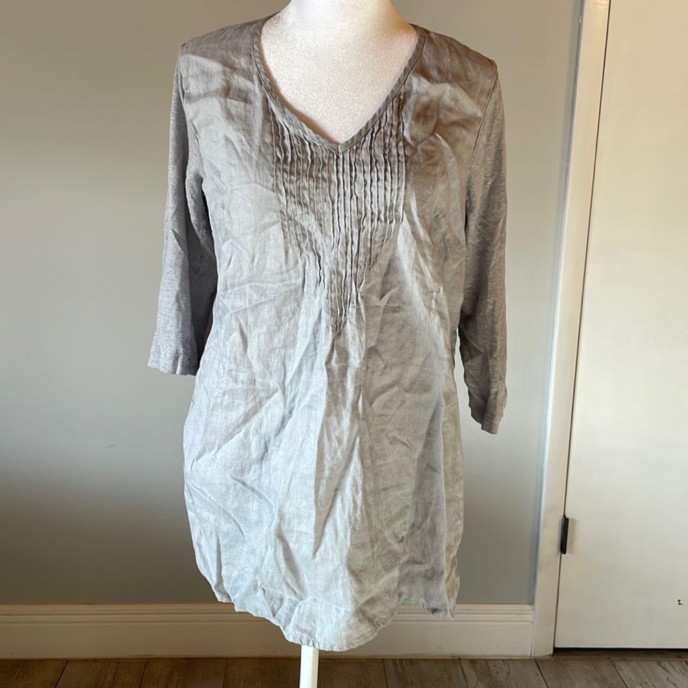 [J. Jill] Gray “Love Linen” Blouse - Size Small